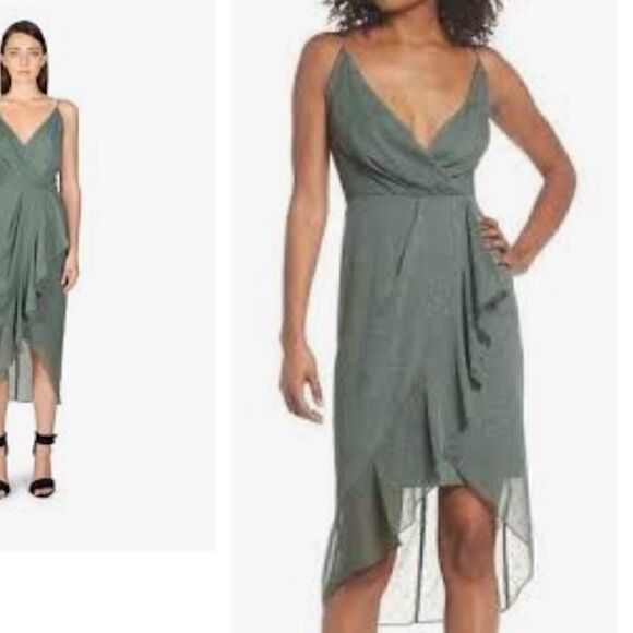 NORDSTROM DRESS Willows Forest Green Drape Dress - Picture 2 of 11